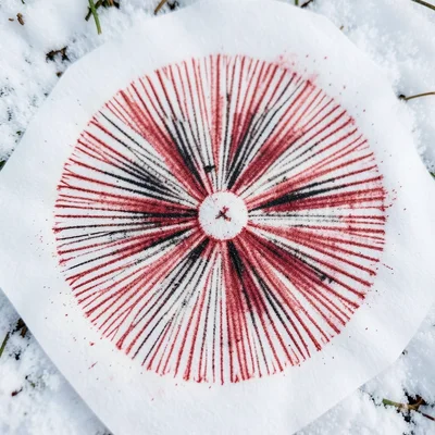Fly agaric mushroom in snow, classic red-and-white, fairytale winter