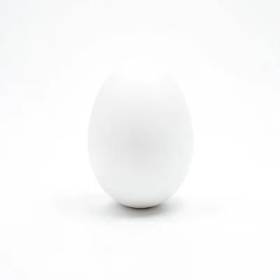 Single white egg on white surface, shadow the only proof it exists, photographed