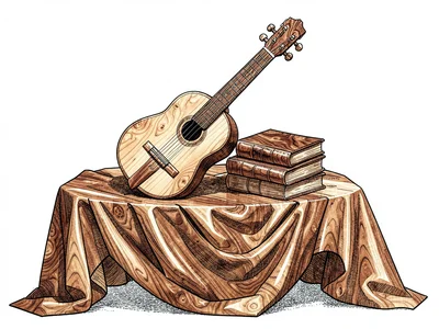 Marquetry lute still life