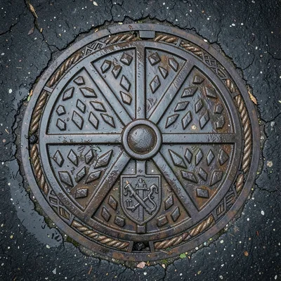 Radial Sixteen-Spoke Manhole Cover