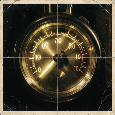 Aircraft altimeter face, rotating drum counter behind glass, luminous markings