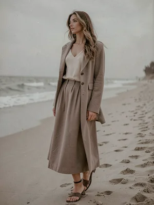 Fashion editorial on sandy beach