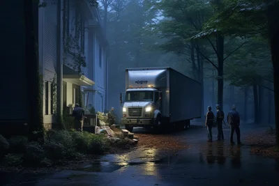 Gregory crewdson photo of amazon delivery workers. de