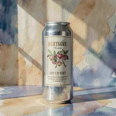 Heritage Dry can hero shot, single tall slim can centered on a warm-paper backdr