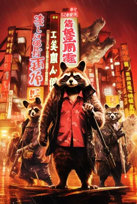 A Tarantino movie poster of Angry Badger in Japan. Ce