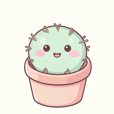 Kawaii cactus with blush