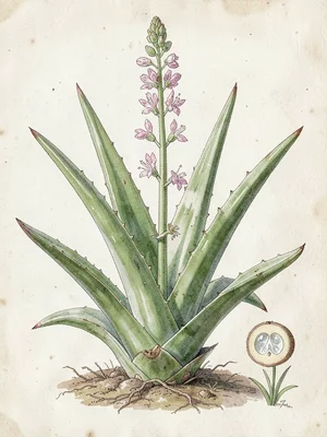 Aloe vera botanical specimen plate