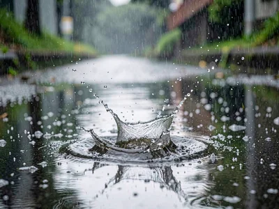 Drop merging with puddle surface