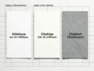 Three different paper samples side by side — white cotton, cream laid, grey chip