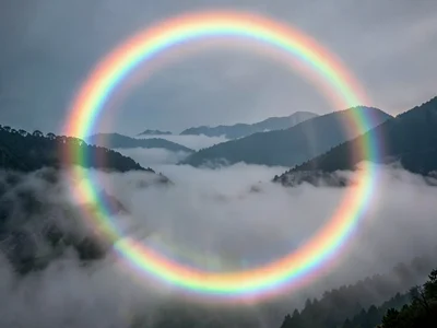 Rainbow colors in glory rings