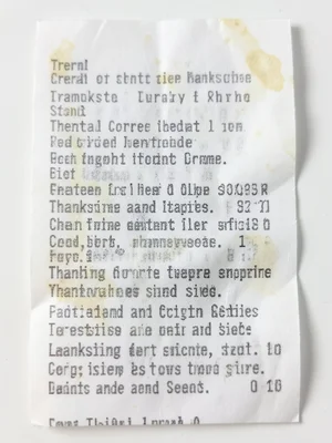 Thermal receipt from grocery store thanksgiving shopping, long list, turkey and 