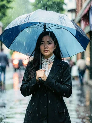 Woman with umbrella rain