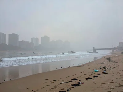 Urban beach in smog
