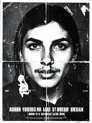 Photocopied horror movie poster degraded through generations, faces dissolving