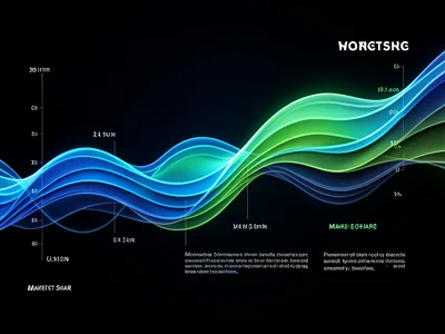 A streamgraph flowing like geological strata, layers representing market share o