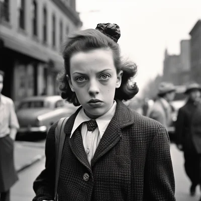 Vivian Maier photo or suburban kid with long forehead