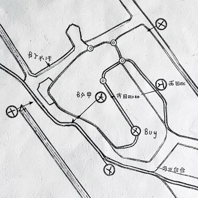Illustrated regatta course map with marked turning buoys, abstract glyph labels