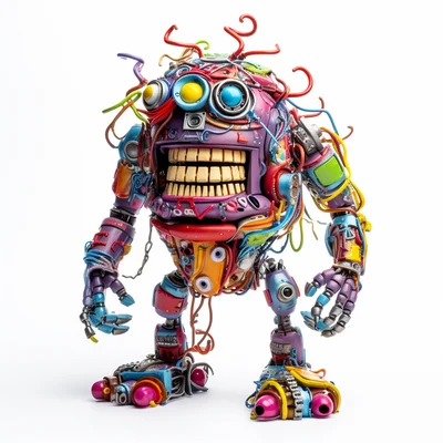 3D plastilina robot with a Frankenstein-like process