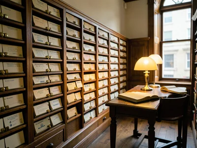 Catalog Cabinets Beside Reading Table