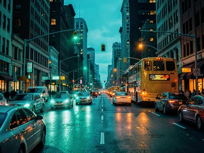 City traffic at blue hour