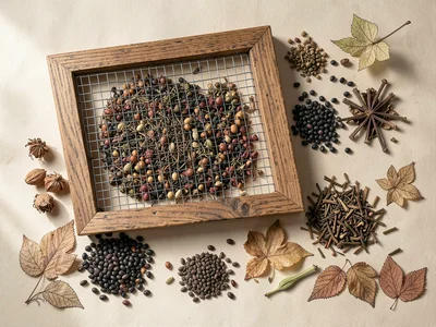 Seed Saving Wire Screen with Dried Seeds