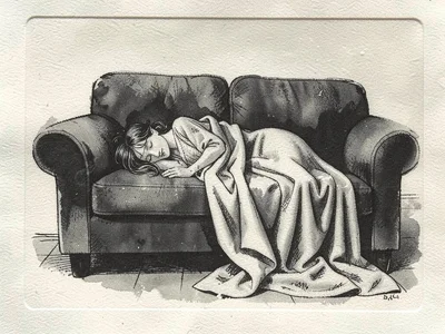 Sleeping figure on couch