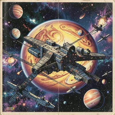 A space station orbiting gas giant