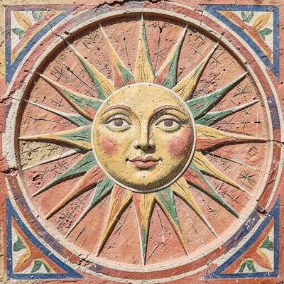 Sgraffito sun face
