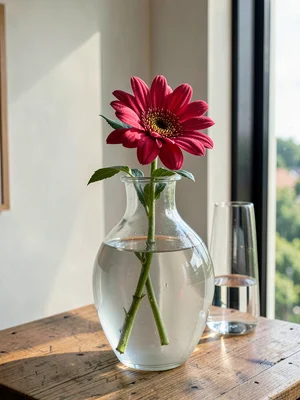 Single flower in large vase