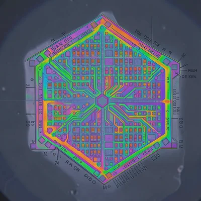 Die corner detail, alignment marks and test structures at the scribe line, chip 
