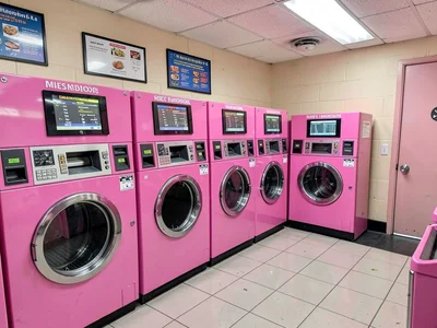Laundromat with pink machines