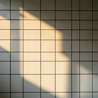 White subway tile wall with dark grout lines, clean and classic