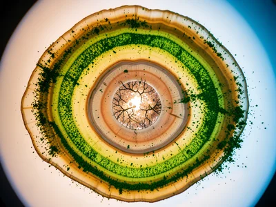 Macro of matcha powder swept into pattern, vivid green with particle texture