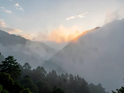 Glory fading as fog thins