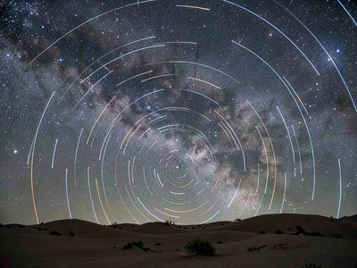 Star trails centered on celestial pole