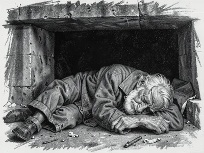 Homeless man under bridge