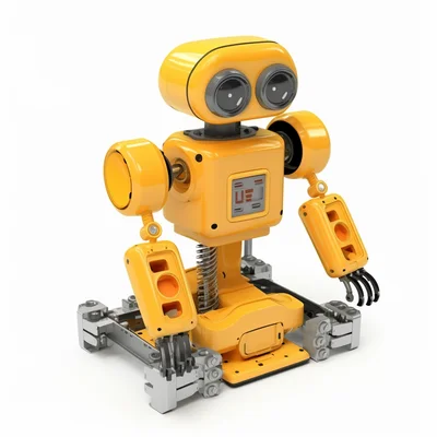 3D plastilina robot assembly tool on clean white back