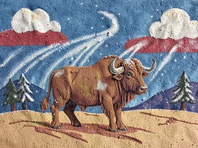 Buffalo with approaching storm