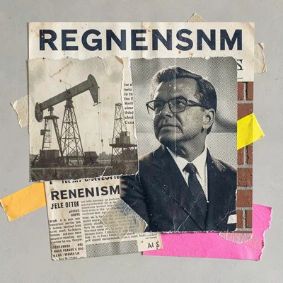 Halftone collage unit-header for Reaganism, layered campaign-poster fragments, f