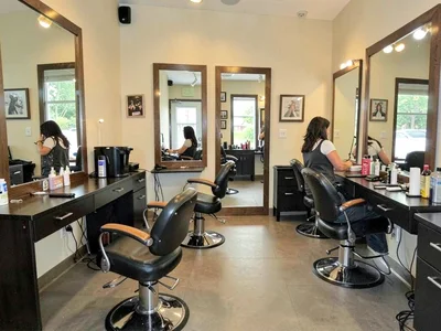 Hair salon interior with mirrors