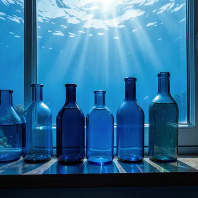 Deep oceanic blue saturation, light filtering through density, A collection of b