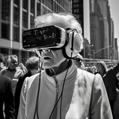 Street photo in the style of Vivian Maier An elderly