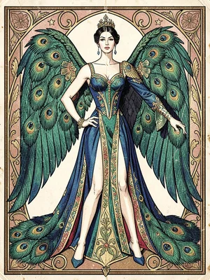Wing sleeves peacock costume