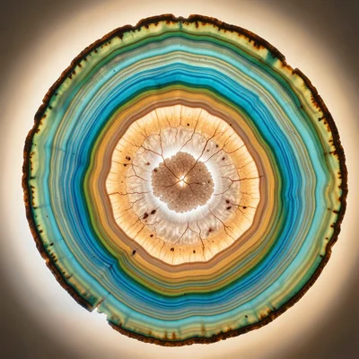 Chrysocolla-malachite cross-section, swirling bands of turquoise blue and vivid 