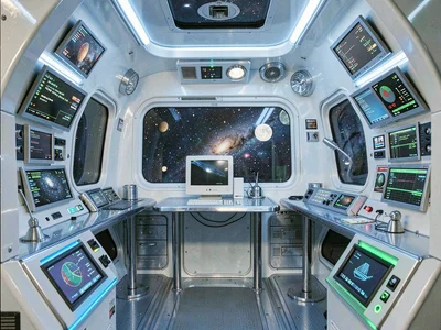 Y2K space station interior