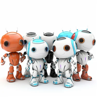 Clean white background 3d plastilina  robot chatbot a