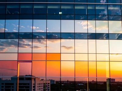 Sunrise gradient reflected as horizontal bands