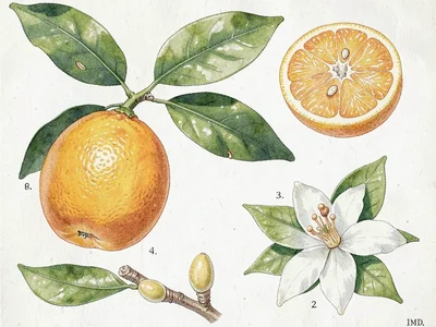 Citrus sinensis botanical plate