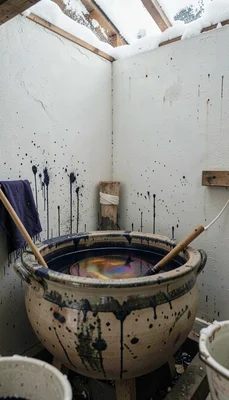 Documentary-style photograph, intimate and close, northern Japanese textile work