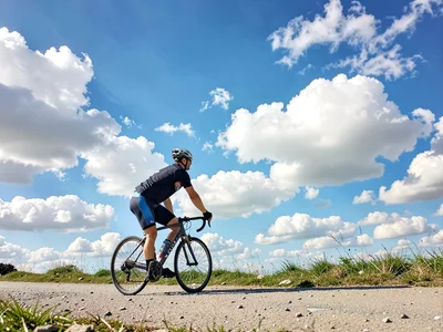 Cyclist against sky